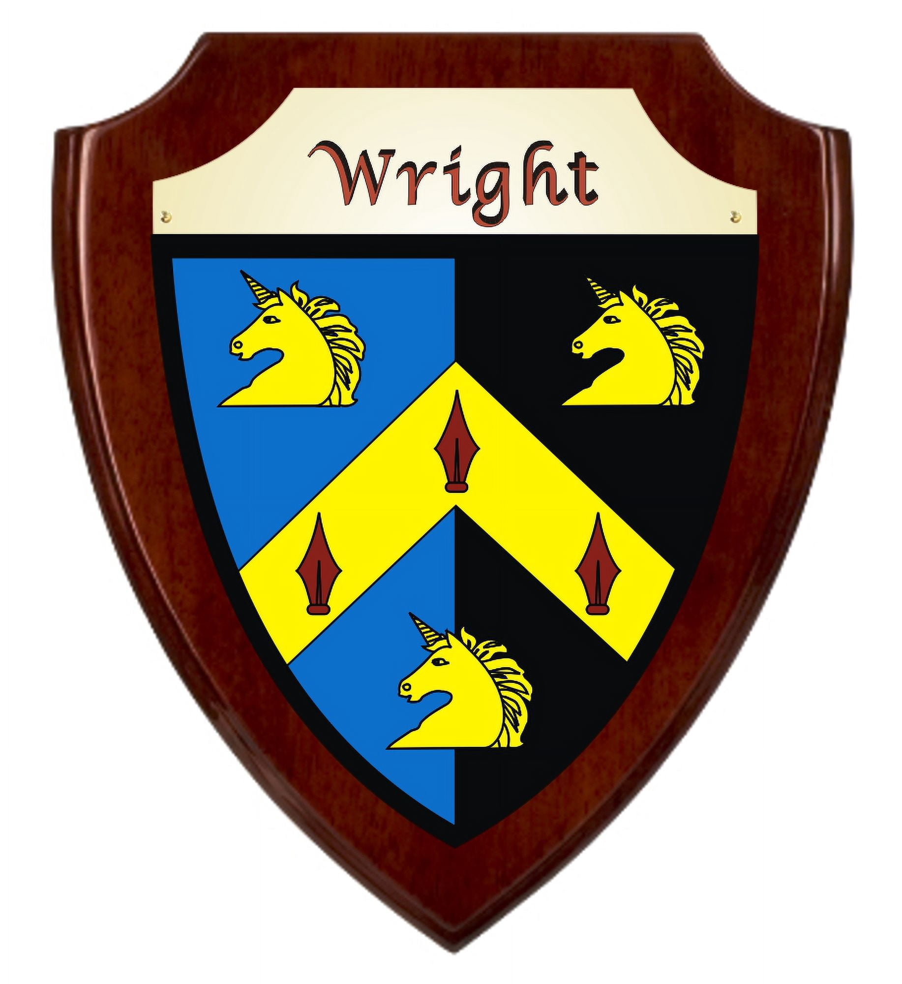 Wright Irish Coat of Arms Shield Plaque - Rosewood Finish