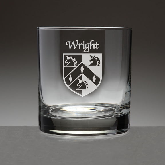Wright Irish Coat of Arms Tumbler Glasses - Set of 4 (Sand Etched)