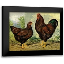 Wright, Lewis 14x12 Black Modern Framed Museum Art Print Titled - Chickens: Golden Wyandottes