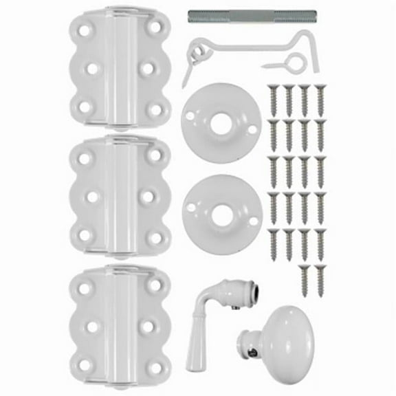 Wright Products V321WH Vinyl/Wood Screen Door Hardware Set, White - Quantity 1