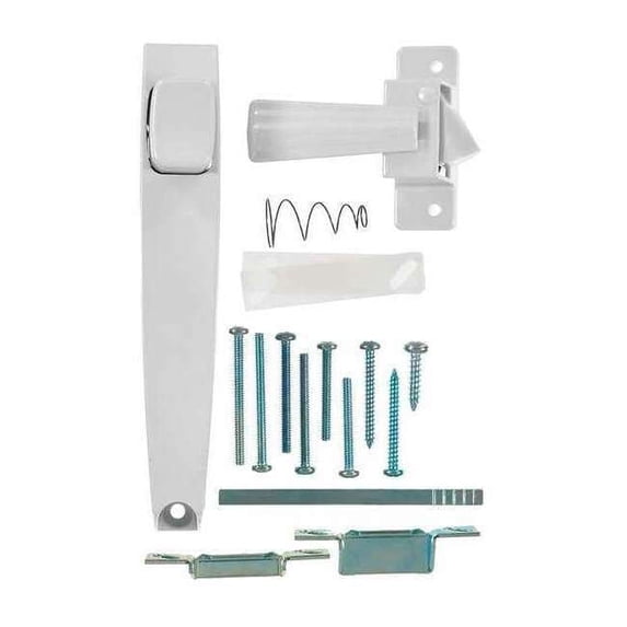Wright Products Push-Button Screen Door Latch, White, for Out-Swinging Wood and Metal Doors