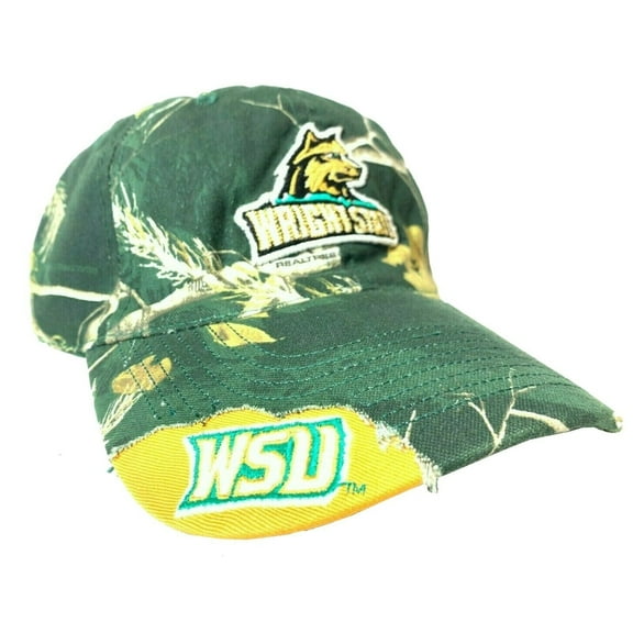 Wright State Raiders RealTree Distressed Green Camo Adjustable Buckle Back Hat