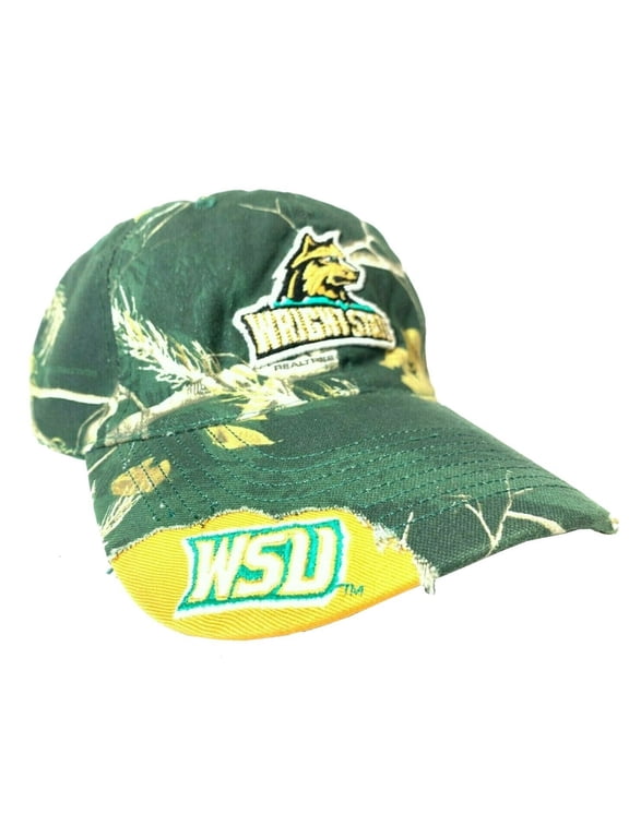 Wright State Raiders RealTree Distressed Green Camo Adjustable Buckle Back Hat