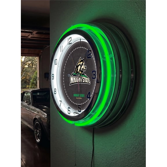 Wright State University 19" Double Neon Wall Clock