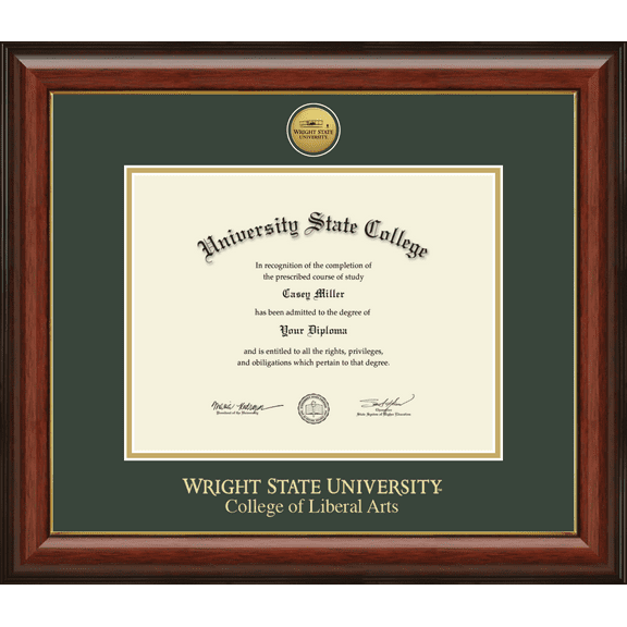 Wright State University College of Liberal Arts Diploma Frame, Document Size 11" x 8.5"