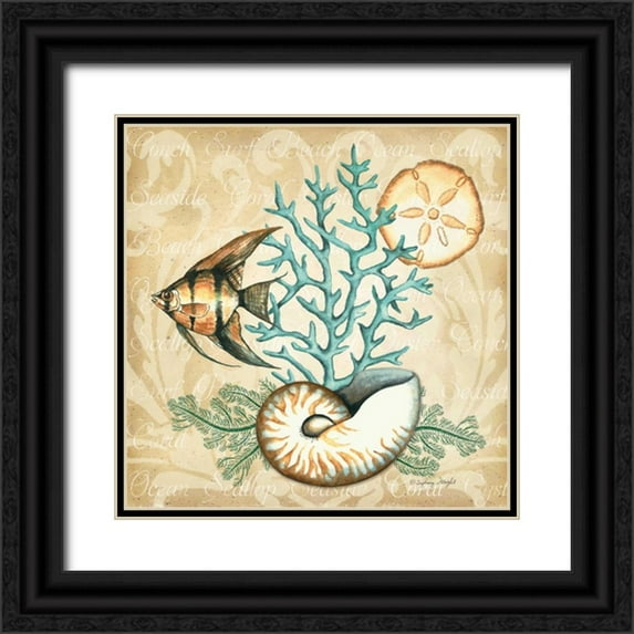 Wright, Sydney 12x12 Black Ornate Wood Framed with Double Matting Museum Art Print Titled - Sea Life IV