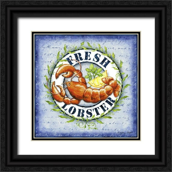 Wright, Sydney 12x12 Black Ornate Wood Framed with Double Matting Museum Art Print Titled - Seafood Sign IV