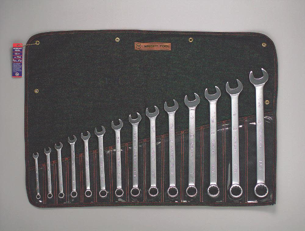 Wright Tool 14 Pc. Combination Wrench Sets, 12 Points, Inch, Chrome Plated  - 1 SET (875-714) 