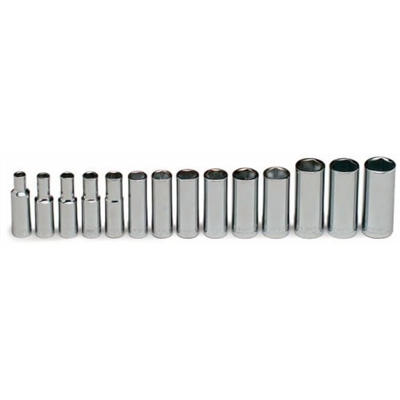 Wright Tool 355 3/8" Drive, Deep Metric Socket Set 6mm - 19mm (14-Piece)