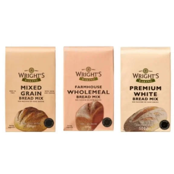 Wright's Baking Bread Mix, Mixed Grain, Farmhouse Wholemeal & Premium White, 500g
