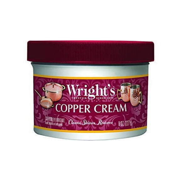 Wright's Copper, Brass Cream Cleaner - 8 Ounce - Gently Cleans and Removes Tarnish Without Scratching