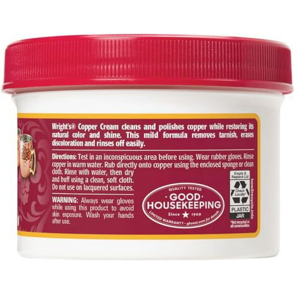 Wright's Copper and Brass Cream Cleaner - Gently Cleans and Removes Tarnish Without Scratching, 8 Ounce (Pack of 6)
