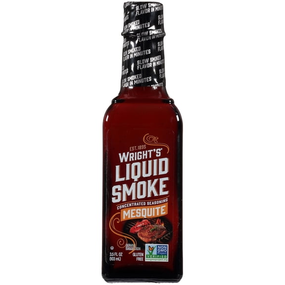 Wright's Mesquite Liquid Smoke Concentrated Seasoning, 3.5 oz Glass Bottle