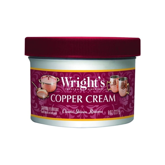 Wright's Copper and Brass Cream Cleaner - 8 Ounce - Gently Cleans and Removes Tarnish Without Scratching