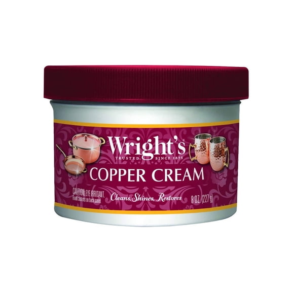 Wright's Copper and Brass Cream Cleaner - 8 Ounce - Gently Cleans and Removes Tarnish Without Scratching