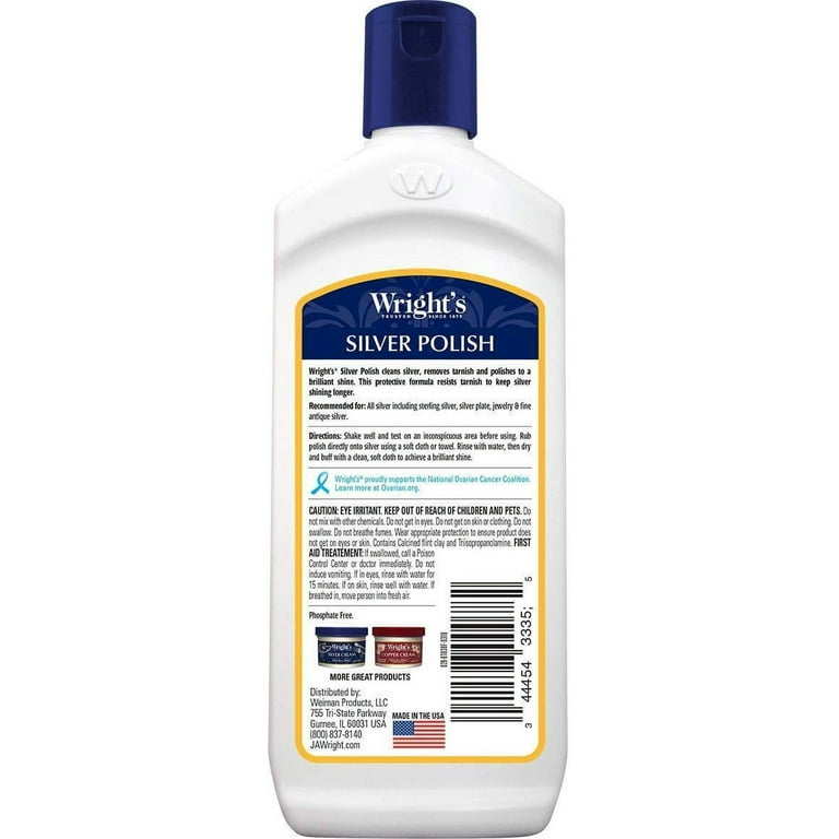 Wright's Silver Cleaner and Polish Cream - 8 Ounce with Polishing Cloth -  Ammonia-Free - Gently Clean and Remove Tarnish without Scratching