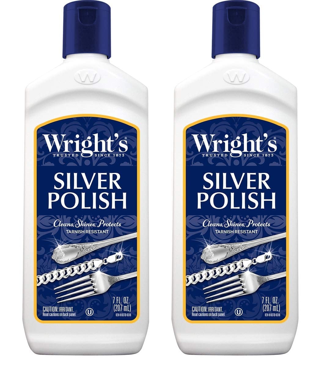 WRIGHT'S Silver Cleaner and Polish - 7 Ounce (2 Pack) Ammonia-Free - Use on Silver, Jewelry, Antique Silver