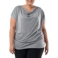 thumbnail image 1 of Wright's Women's Plus Size Draped Front Cowl Neck Short Sleeve Blouse Top, Size 1X-5X, 1 of 7