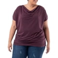 thumbnail image 1 of Wright's Women's Plus Size Draped Front Cowl Neck Short Sleeve Blouse Top, Size 1X-5X, 1 of 7