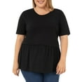 thumbnail image 1 of Wright's Women's Plus Size Short Sleeve Crew Neck Classic Peplum Top/Blouse, 1X-4X, 1 of 6