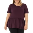 thumbnail image 1 of Wright's Women's Plus Size Short Sleeve Crew Neck Classic Peplum Top/Blouse, 1X-4X, 1 of 6