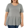 thumbnail image 1 of Wright's Women's Plus Size Short Sleeve Crew Neck Classic Peplum Top/Blouse, 1X-4X, 1 of 5