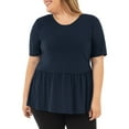 thumbnail image 1 of Wright's Women's Plus Size Short Sleeve Crew Neck Classic Peplum Top/Blouse, 1X-4X, 1 of 6