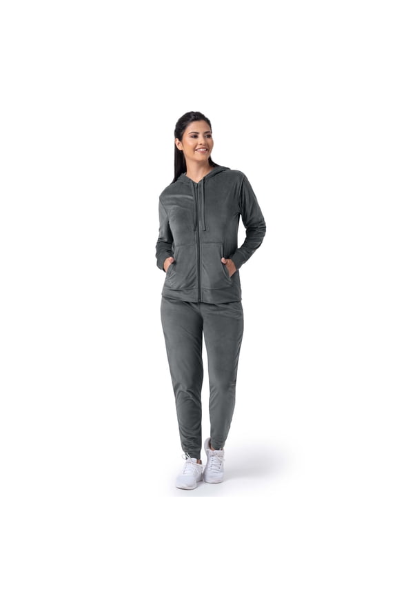 Women's Plush Velour Hoodie & Jogger Tracksuit Set, S-4X
