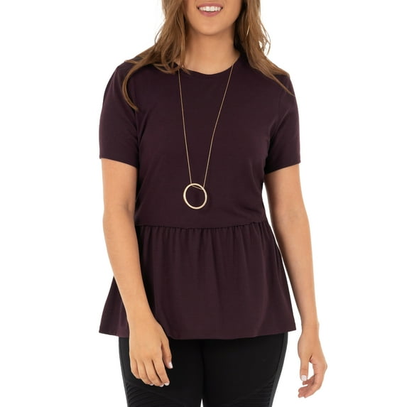Wright's Womens Short Sleeve Peplum Waist Top