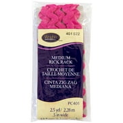 Wrights 1/2 Bright Pink Medium Rick Rack, 2.5 yd Sewing Trim