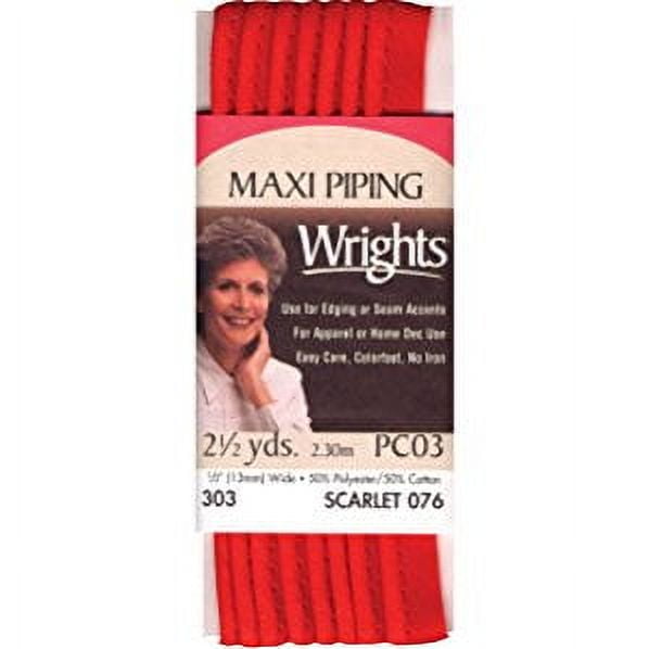 Wrights 1/2" Maxi Piping Scarlet Bias Tape, 2.5 Yd.