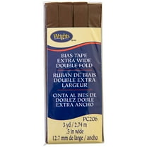 Wrights 1/2" Mocha Extra Wide Double Fold Bias Tape, 3 yd