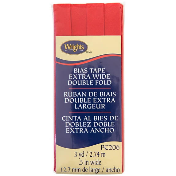 Wrights 1/2" Scarlet Extra Wide Double Fold Bias Tape, 3 yd