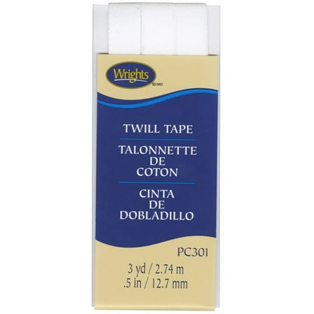 Wrights 1/2"x3 Yd Twill Tape-White