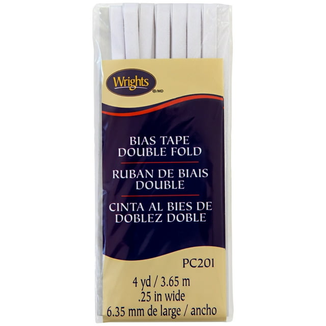 Wrights 1/4" White Double Fold Bias Tape, 4 yd