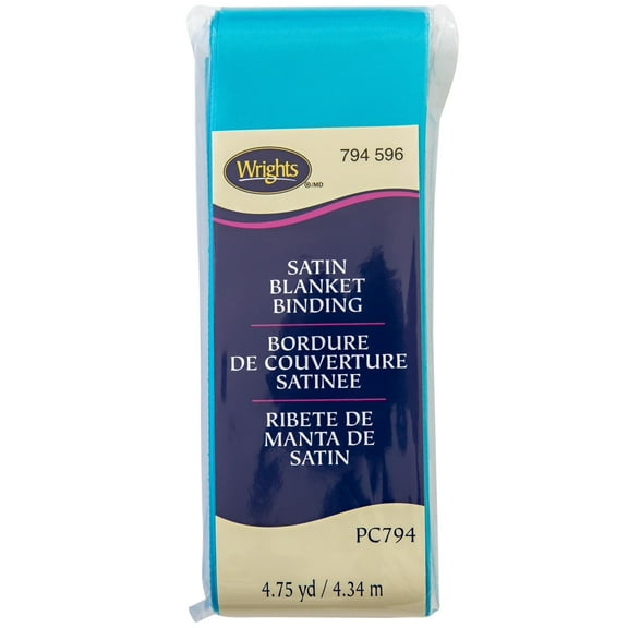 Wrights 2" Blue Blanket Binding, 4.75 yd Polyester Sewing Trim