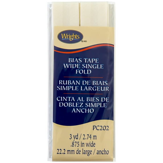 Wrights 7/8" Oyster Wide Single Fold Bias Tape, 3 yd
