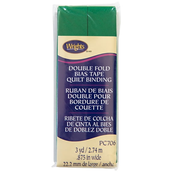Wrights Bias Quilt Binding Dbl Fold 3yd Emerald