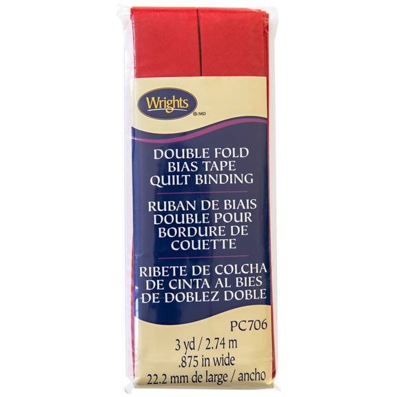 Wrights Bias Quilt Binding Dbl Fold 3yd Scarlet