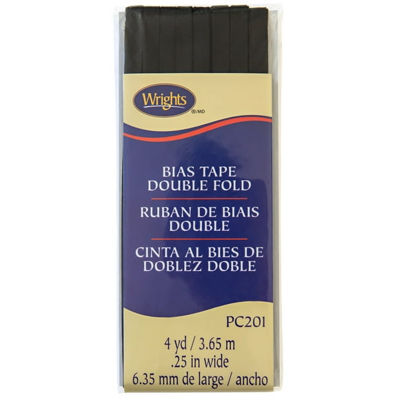 Wrights Bias Tape Dbl Fold 4yd Black
