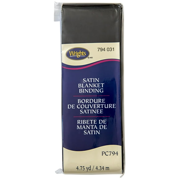 Wrights Black 2" Non Bias Satin Blanket Binding 4.75 yd Sewing Trim