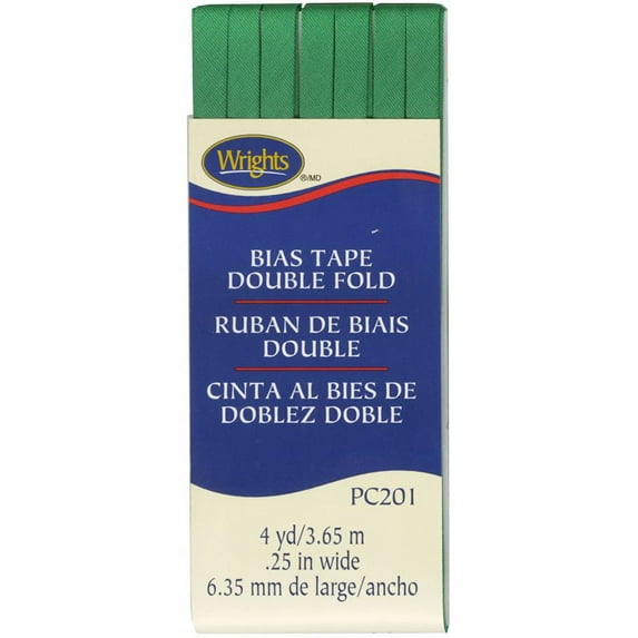 Wrights Double Fold Bias Tape .25"X4yd-Emerald