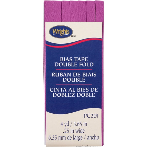 Wrights Double Fold Bias Tape .25"X4yd-Radiant Orchid