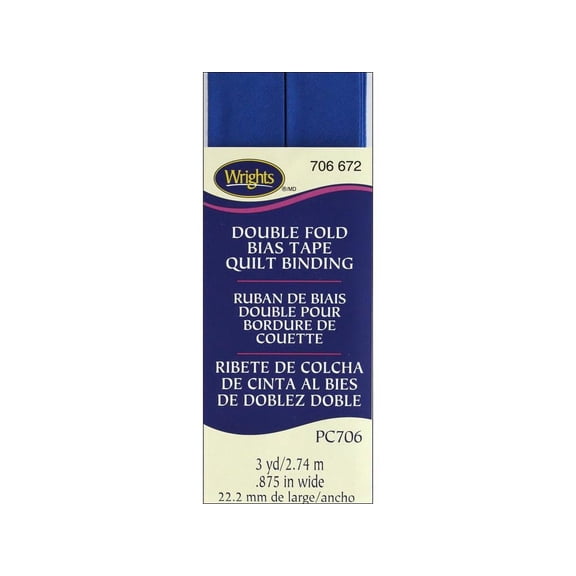 Wrights Double Fold Quilt Binding .875"X3yd-Snorkel Blue