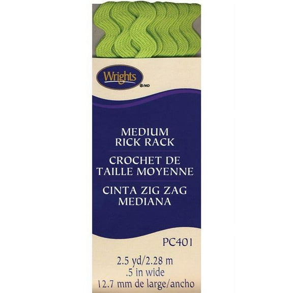 Wrights Medium Rick Rack 2.5yd Lime Green