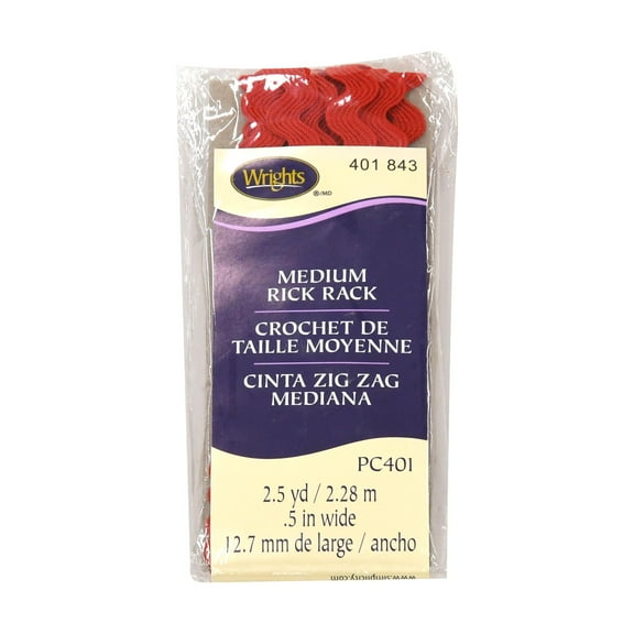 Wrights Medium Rick Rack Ribbon-Poppy