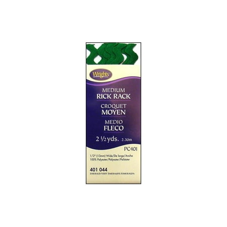 Wrights 1/2" Emerald Polyester Rick Rack 2-1/2 Yards