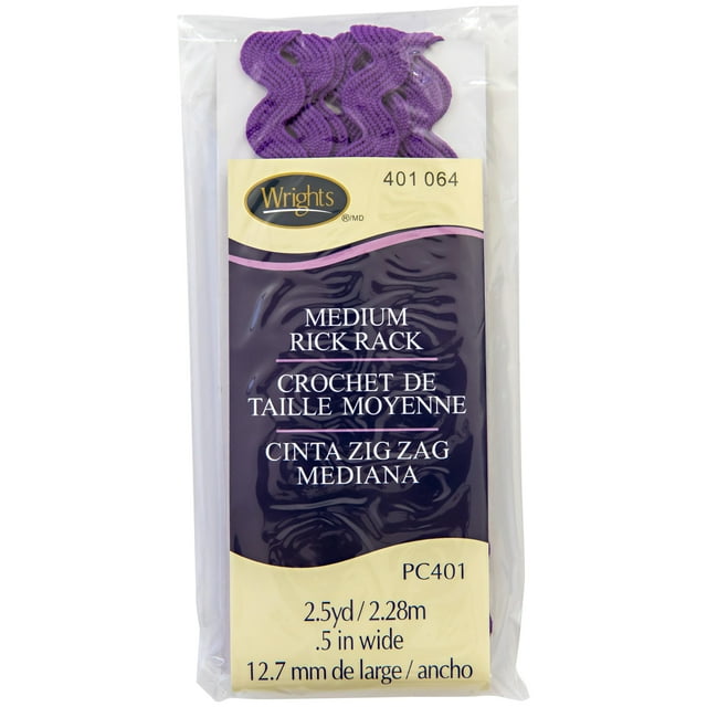 Wrights Purple, 1/2" Medium Braided Rick Rack 2.5 Yards Sewing Trim