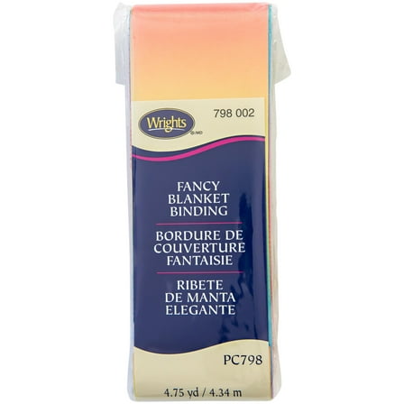 Wrights Rainbow, 2" Non Bias Satin Printed Blanket Binding 4.75 yd Sewing Trim