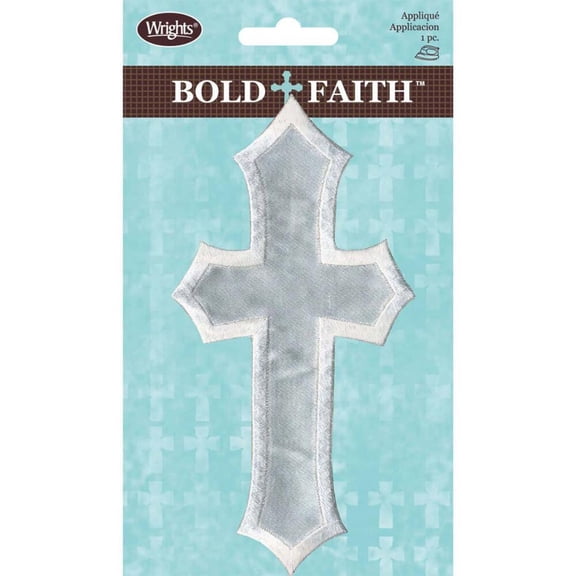 Wrights Satin Cross Iron On AppliqueWhite